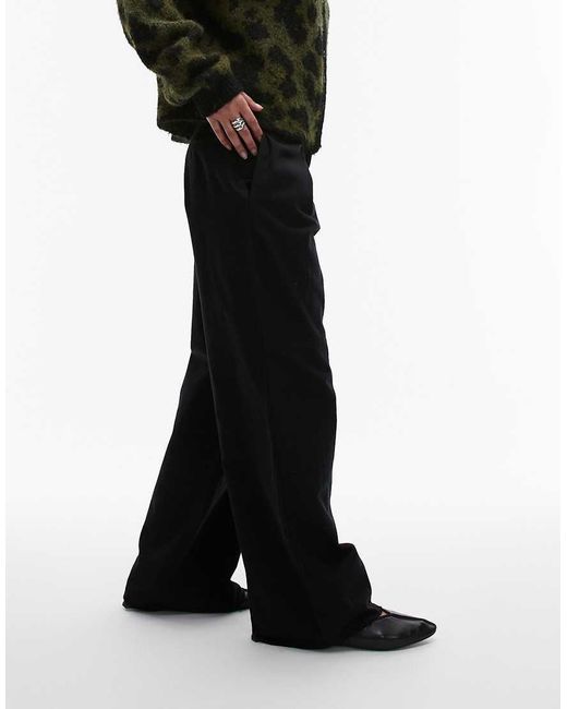 Pantalones De Sastre Negros De Pernera Ancha Con Detalle De Pinzas En La Cintura De TOPSHOP de color Black