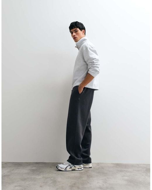 Jack & Jones Gray Wide Leg joggers With Pintuck for men