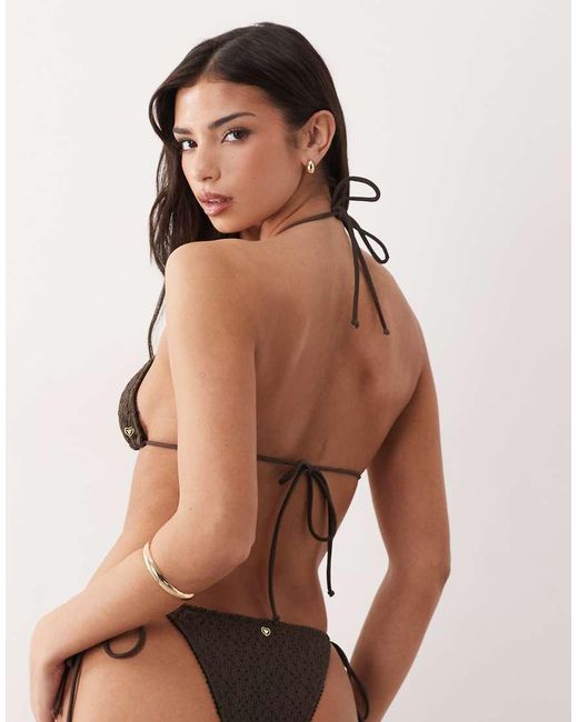 Candypants Natural Broderie Triangle Bikini Top
