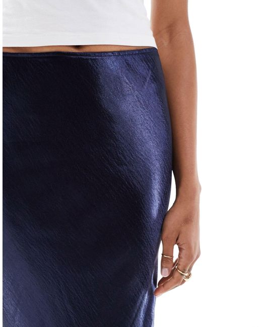 ASOS Blue Asos Design Tall Satin Bias Midi Skirt