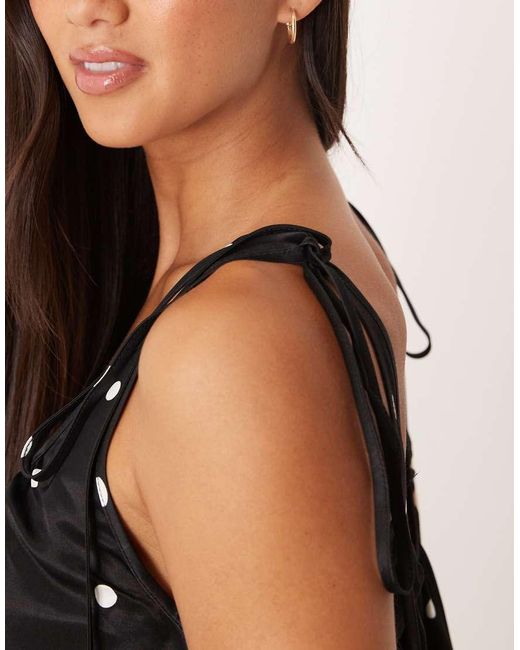 ASOS Black Satin Tie Shoulder Cami Top