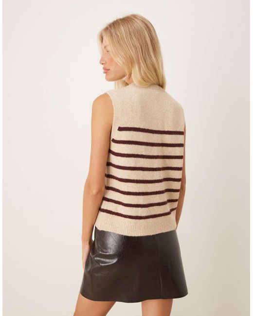 Nobody's Child Natural Button Through Knitted Vest With Wool
