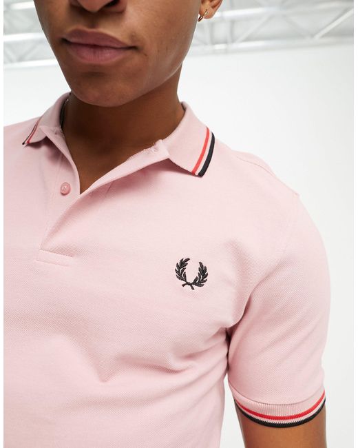 Fred Perry Twin Tipped Polo Shirt in Red for Men | Lyst