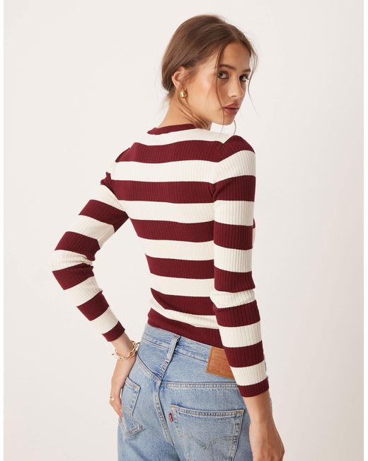 Jdy Blue Round Neck Stripe Jumper