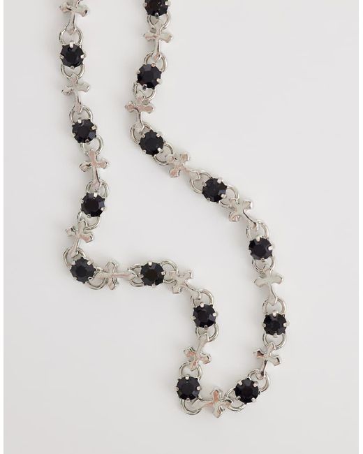 ASOS Natural Stone And Cross Chain Necklace for men