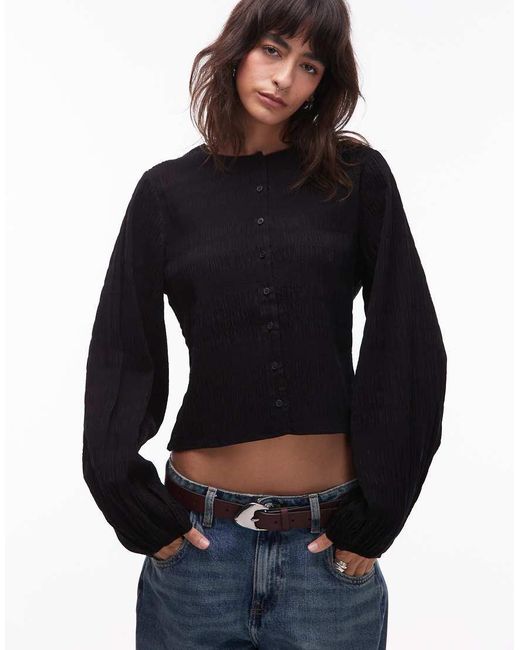 & Other Stories Blouse Met Textuur En Knopen Aan De Voorkant in het Blue