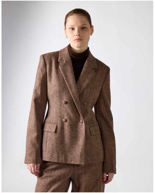 NARRATED Brown Double-Breasted Tweed Blazer