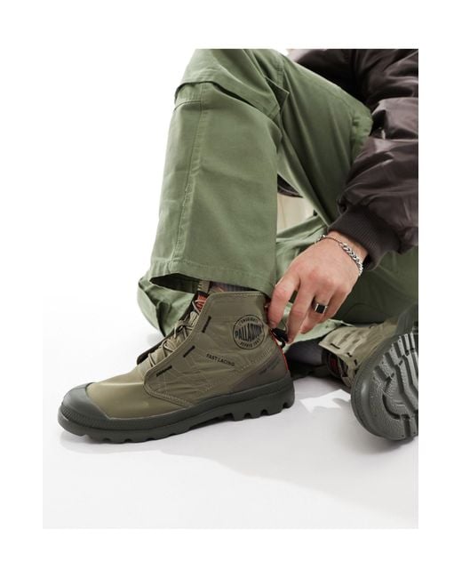 Palladium Green Pampa Travel Lite Lace Up Boots for men