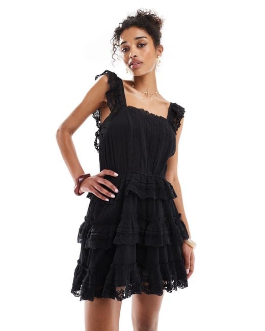 Miss Selfridge Black Beach Premium Cheesecloth Playsuit