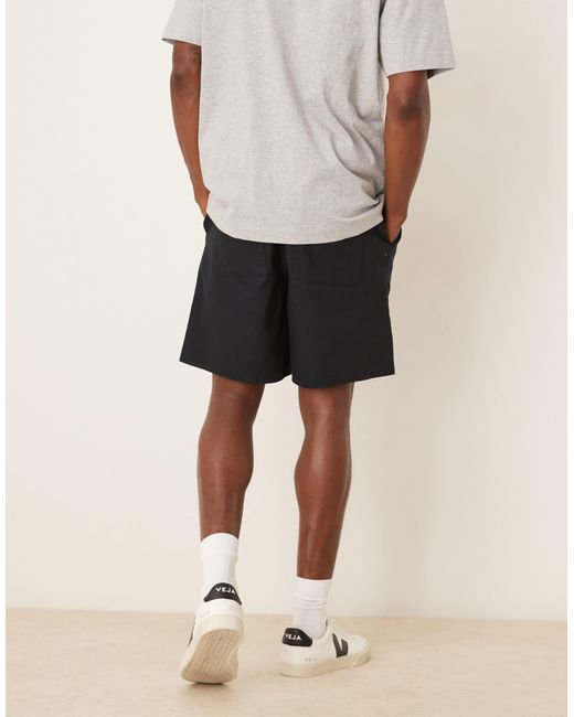 ASOS Natural Mid Length Pull On Linen Blend Shorts for men