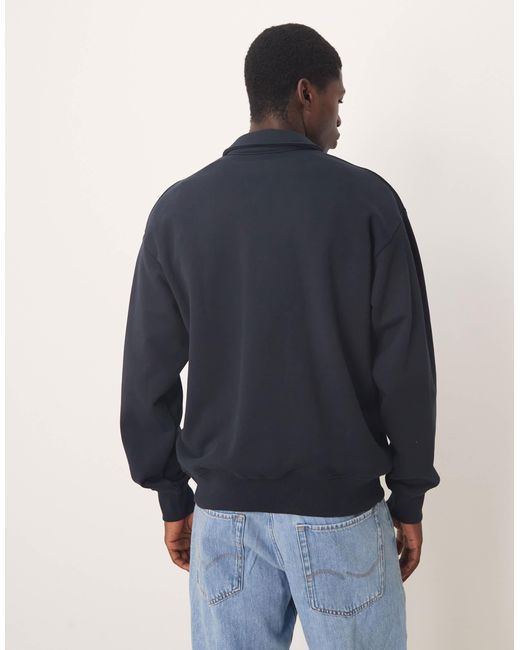 ARKET Blue Half Zip Lightweight Sweatshirt With Polo Collar for men