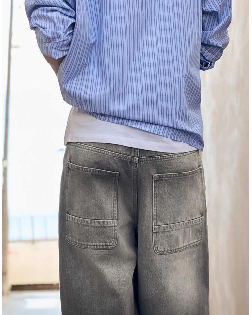 Bershka Blue Denim Skater Bermuda Shorts for men