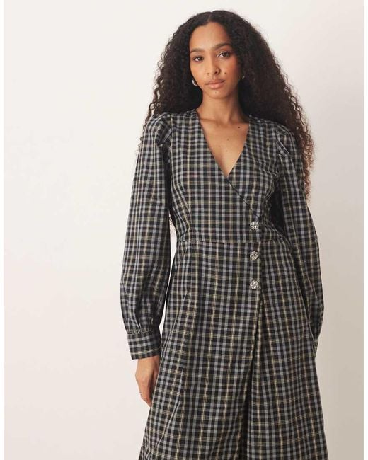 Y.A.S Gray Asymetric Button Midi Dress