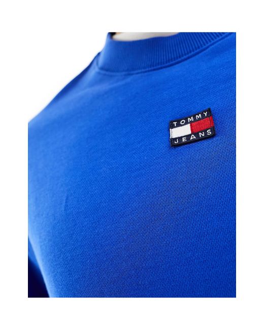 Sudadera azul holgada con cuello redondo y parche del logo pequeño Tommy Hilfiger de hombre de color Blue