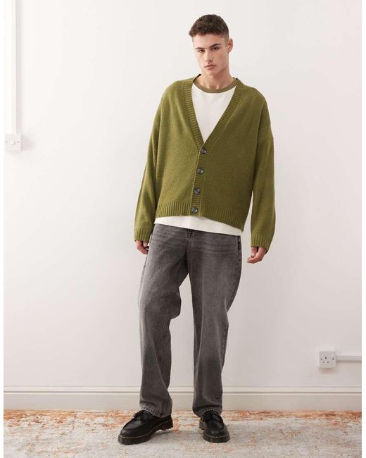 Collusion Green Knit Cardigan for men