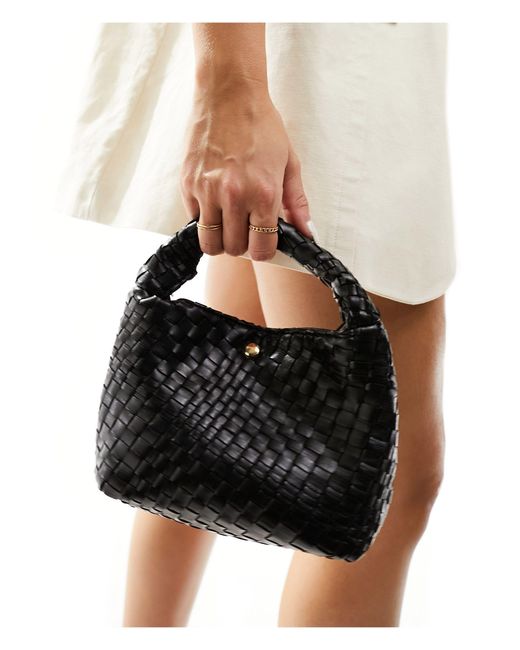 Glamorous Black Woven Texture Grab Bag