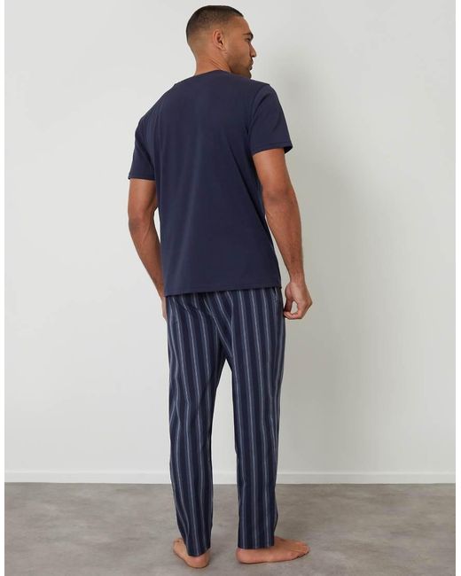 Threadbare Blue Stripe Pyjama Set for men