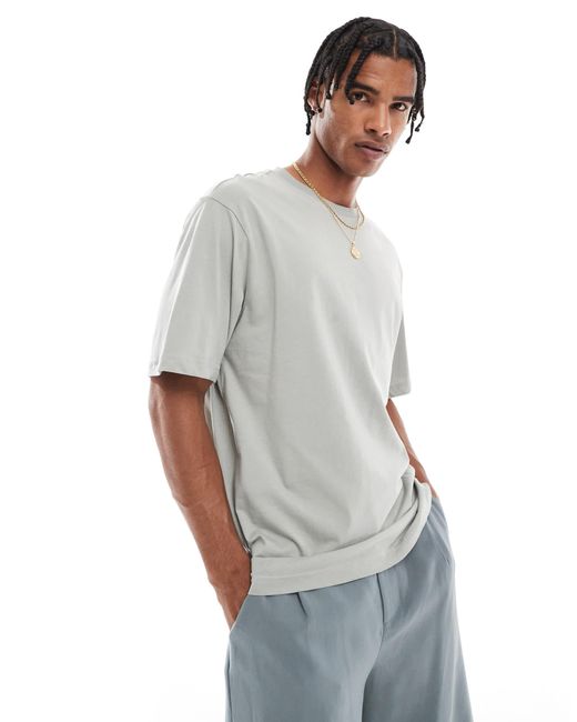 Only & Sons Gray Oversized Fit T-shirt With Block Back Print for men