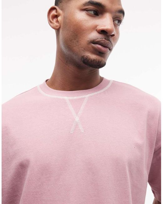 ASOS Pink Heavyweight Boxy Oversized T-shirt With Sun Graphic for men
