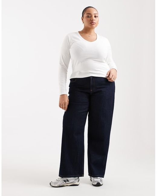 ONLY White V-neck Long Sleeve Top