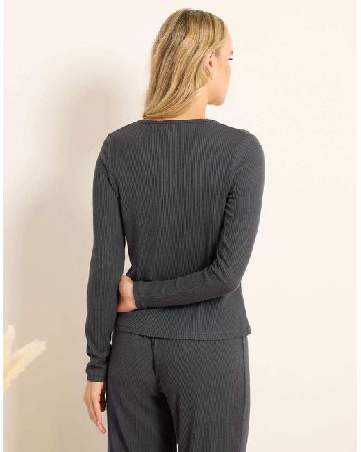 Long Tall Sally Gray Ribbed Cardigan