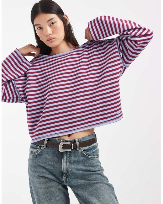 Hollister Blue Slouchy Off Shoulder Top