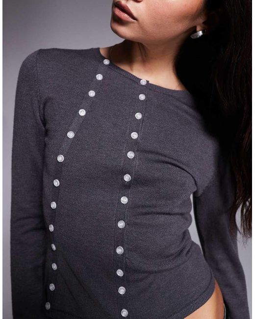 Edikted Gray Hestia Button Up Knit Cardigan