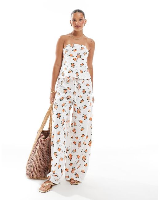 ASOS Bandeau-Top Van Broderie Met Lintdetail in het White