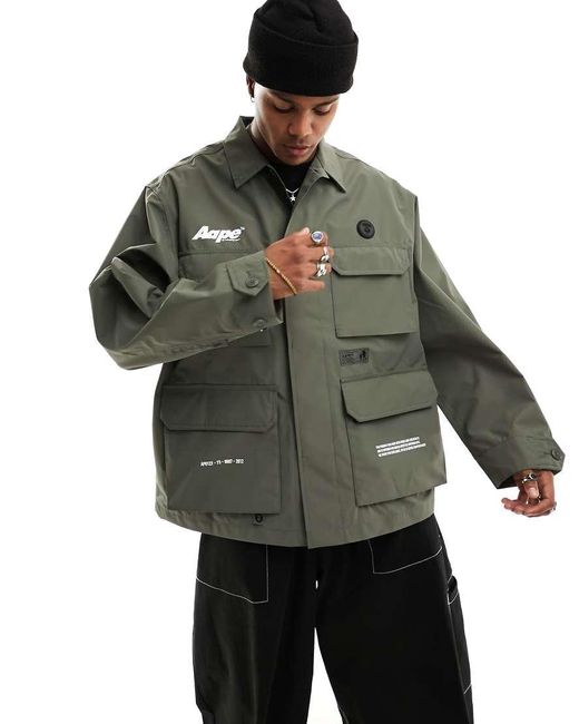 Aape By A Bathing Ape Gray Aape By A Bathing Ape Team Technical Jacket for men