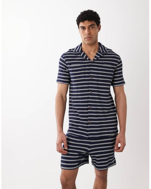 Polo Ralph Lauren Blue Icon Logo Knitted Striped Shorts for men