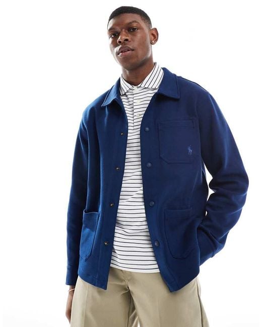 Polo Ralph Lauren Blue Icon Logo All Weather Chore Jacket for men