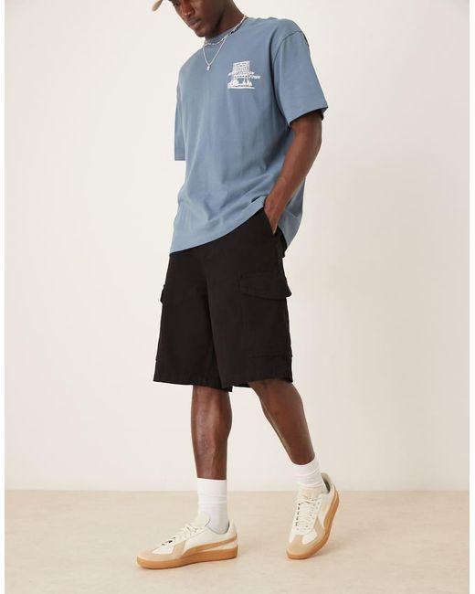 Pantaloncini Taglio Lungo Cargo Neri di ASOS in Blue da Uomo
