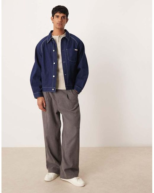 Calvin Klein Blue Darted Workwear Jacket With Contrast Stitching for men