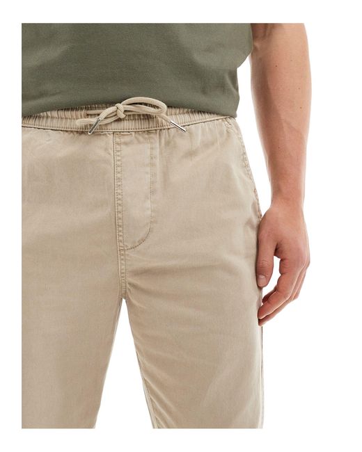 ASOS Natural Straight Leg Pull On Trouser for men