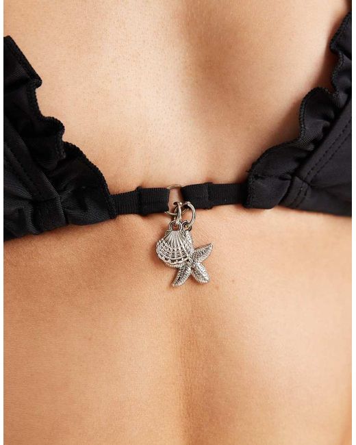 Brave Soul Black Triangle Bikini Top With Starfish Charm