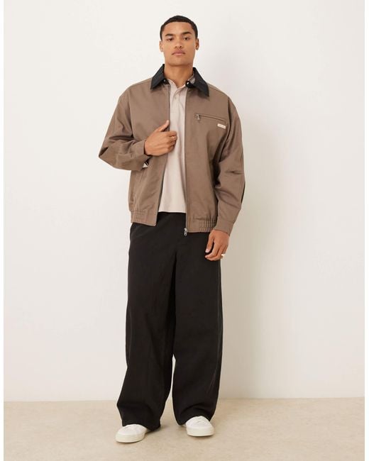 Calvin Klein Natural Long Sleeve Blouson Jacket With Contrast Collar for men