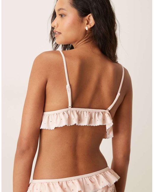 For Love & Lemons Orange Polka Dot Ruffle Bikini Top Co-ord