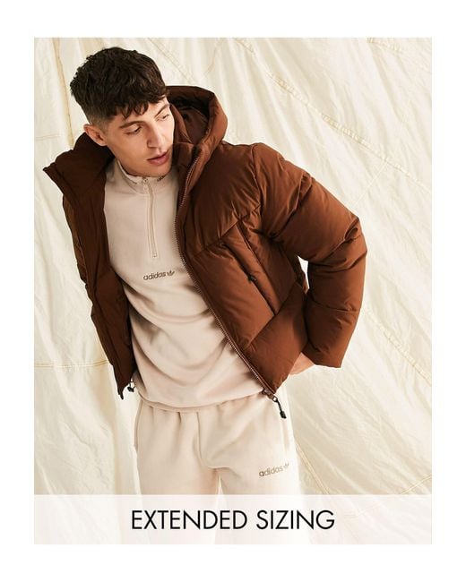 ASOS Synthetic Puffer Jacket With Hood in Brown for Men Lyst