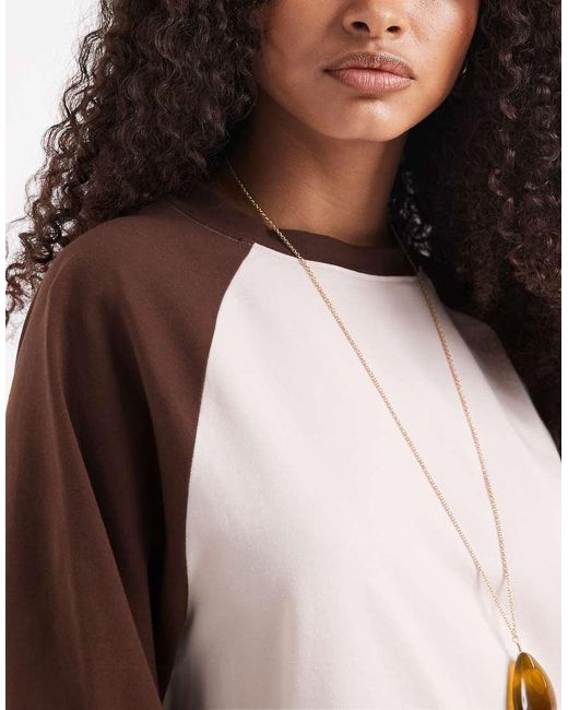 ASOS Natural Oversized Long Sleeve Raglan Top