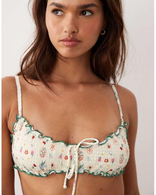 Dippin' Daisy's Brown Dippin Daisys Printemps Ruched Tie Front Bikini Top