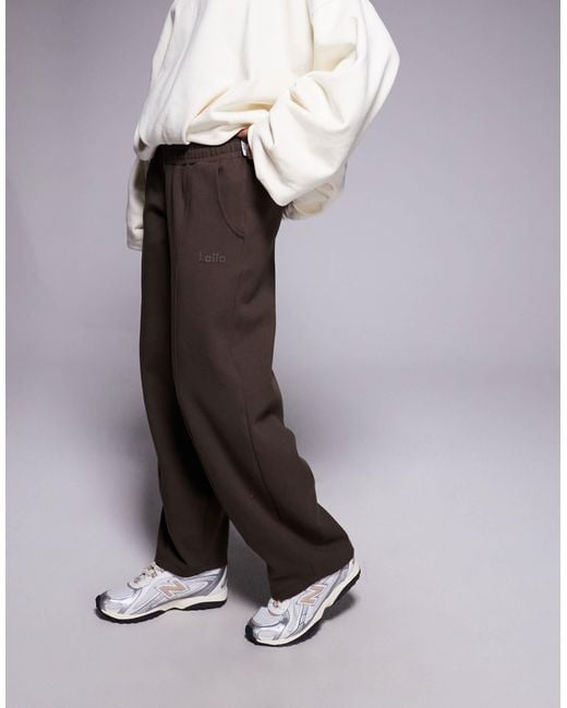 Kaiia Brown Exclusive Cotton Rich Seam Detail Barrel Leg joggers