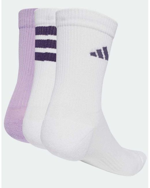 Pack De 3 Pares De Calcetines De Color Blanco, Ciruela Empolvado Y Blanco Desgastado Con Logo De Adidas Originals de color Purple