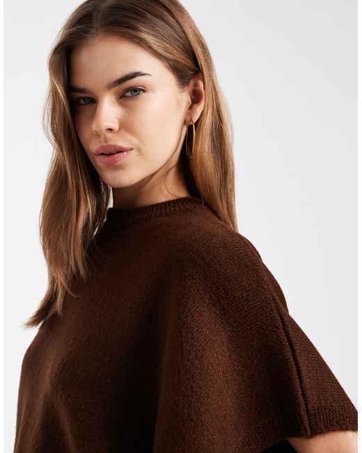 ASOS Brown – gemusterter cape-strickpullover