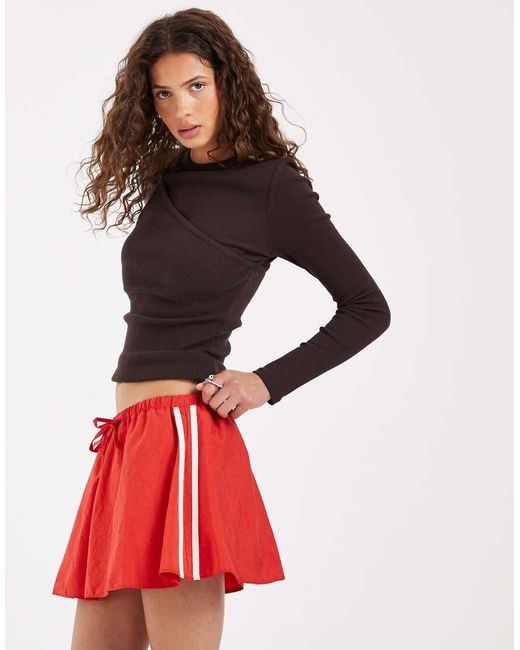 ASOS Red Techy Side Stripe Micro Mini Skirt