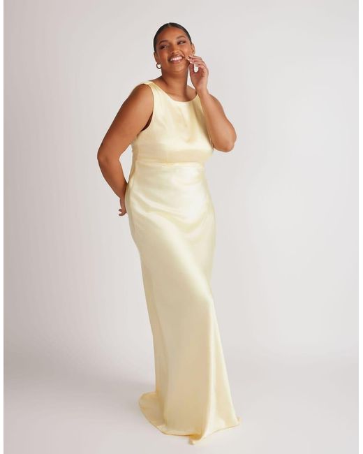 Six Stories Natural Cowl Back Satin Bridesmaid Dress