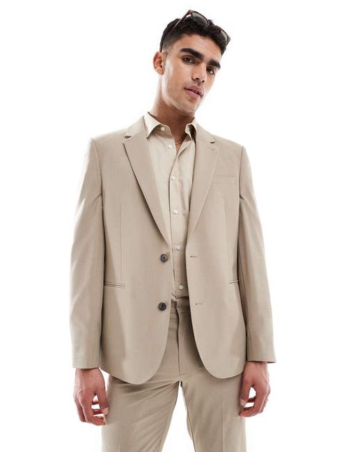 Chaqueta De Traje De Corte Slim De Tejido Ligero De Lana Peinada Lavable De -Neutro ASOS de hombre de color Natural