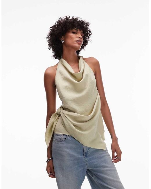 TOPSHOP Superzachte Haltertop Van Cupro in het Green