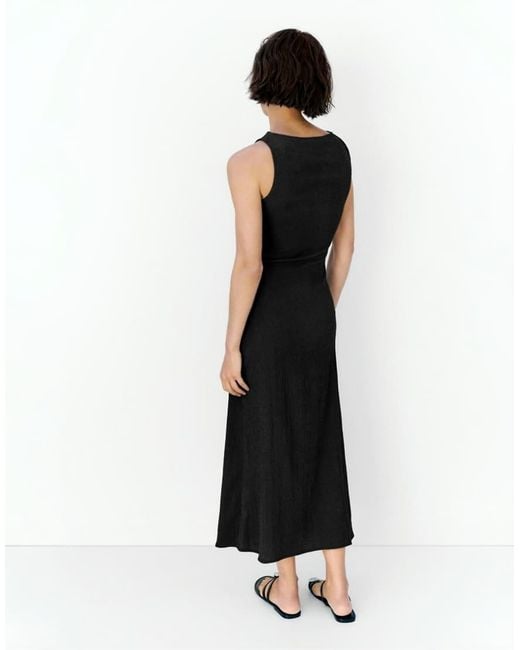 Pull&Bear White Gathered Knot Midi Dress