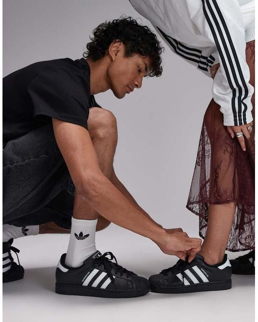 Adidas Originals Black Superstar Ii Sneakers for men