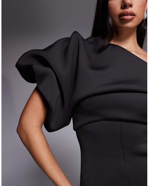 ASOS Black Scrunch One Shoulder Maxi Dress